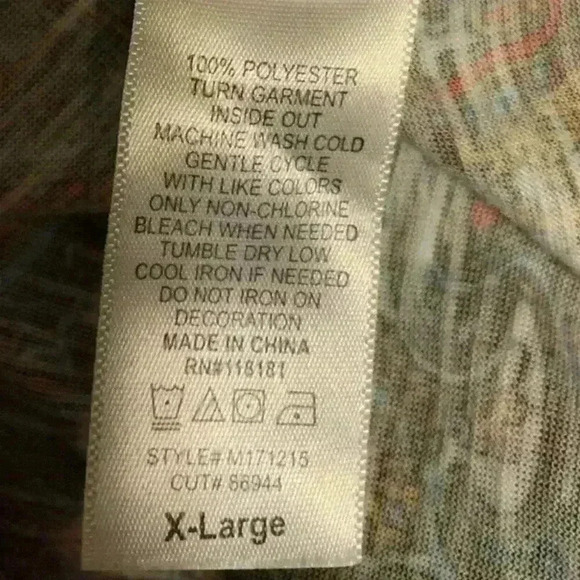 French Blue Women's Multicolor Paisley Shirt Back Embroidered 3/4 Sleeves Top XL - Picture 6 of 6